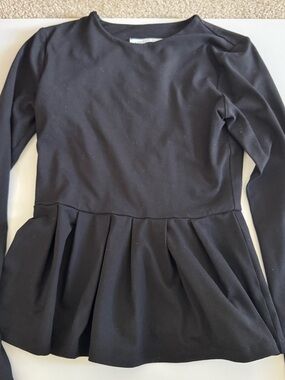 Susana Monaco Black Long-Sleeve Peplum Top